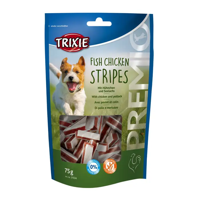 Trixie Stripes Chicken and Pollock PREMIO Ласощі для собак 75 г (курка та риба)