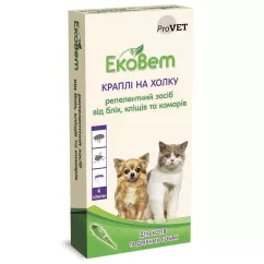 ProVET ЭкоВет Капли на холку для котов и собак мелких пород от внешних паразитов 4 пипетки