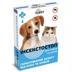 ProVET Инсектостоп 0,8 мл Капли на холку для котов и собак 4 - 10 кг от внешних паразитов 6 пипеток