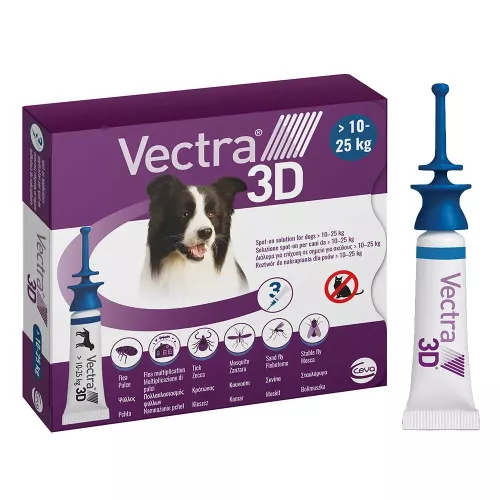 Ceva Vectra 3D 10 - 25 кг Краплі на холку для собак від зовнішніх паразитів 3 піпетки