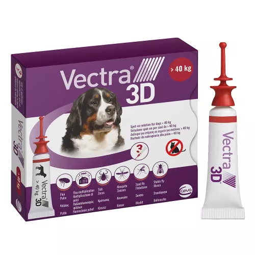 Краплі на холку для собак Ceva «Vectra 3D» (Вектра 3D) від 40 до 65 кг, 1 піпетка (від зовнішніх паразитів) (3411112079896)