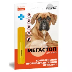 Капли на холку для собак ProVET "Мега Стоп" от 10 до 20 кг, 1 пипетка (от внешних и внутренних паразитов) (PR241743)