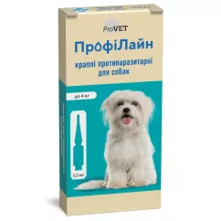 Капли на холку для собак ProVET "ПрофиЛайн" до 4 кг, 4 пипетки (от внешних паразитов) (PR240990)