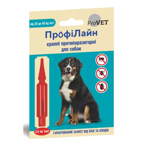 ProVET ПрофіЛайн для собак 20 - 40 кг Краплі на загривку від зовнішніх паразитів 1 піпетка
