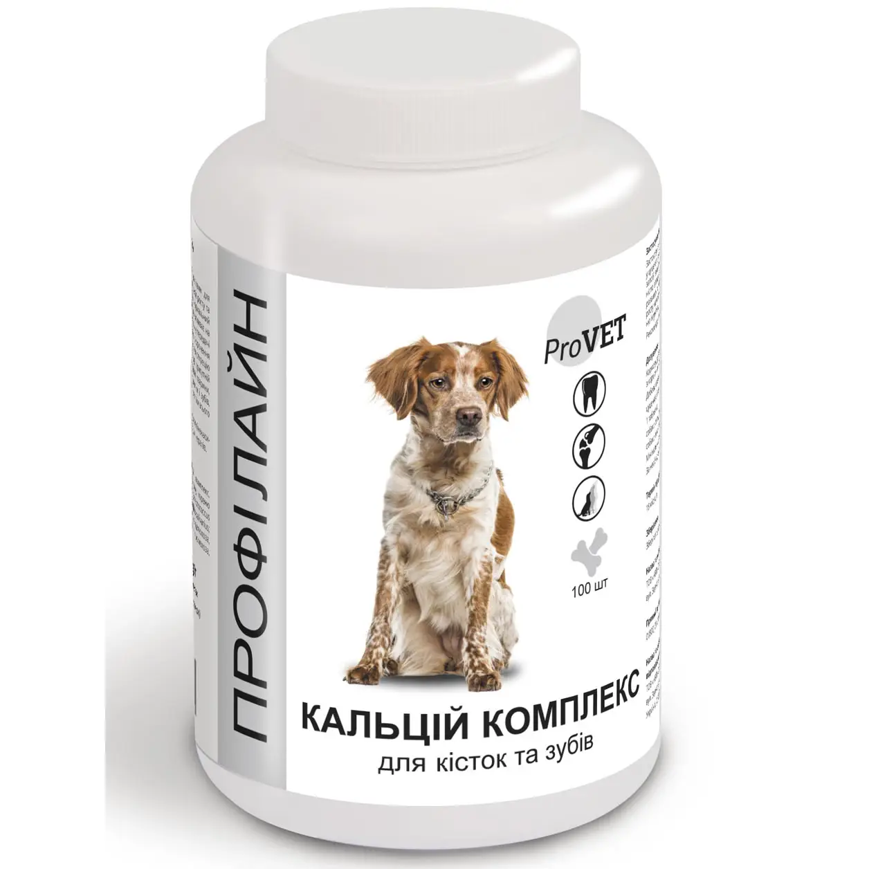 Вітамінно-мінеральна добавка для собак ProVET Профілайн Кальцій Комплекс 100 табл, 123 г (для кісток та зубів) (PR241877)