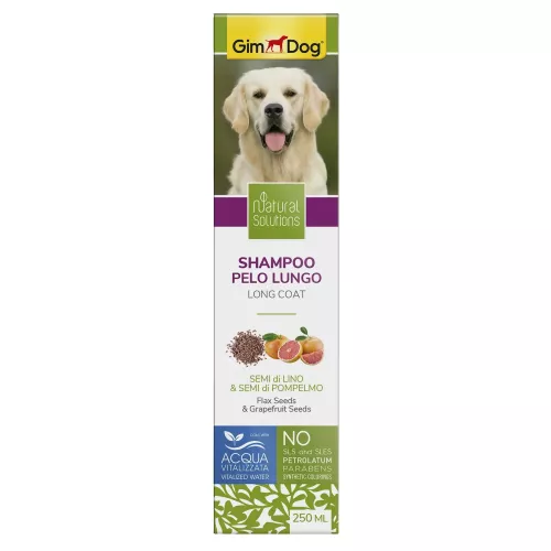 Шампунь для собак GimDog Natural Solution «Flax Seeds & Grapefruit Seeds» для довгої шерсті 250мл (G-2.504735)