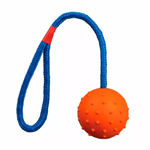 Іграшка для собак Trixie М'яч на мотузці з ручкою 30 см, d=7 см (гума, кольори в асортименті) (3308) - фото №3
