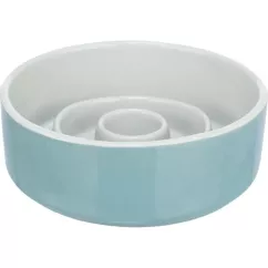 Миска Trixie керамическая для медленного кормления 450 мл/14 см (голубая) (24520)