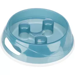 Миска Trixie пластиковая для медленного кормления 450 мл /20 см (голубая) (25031)