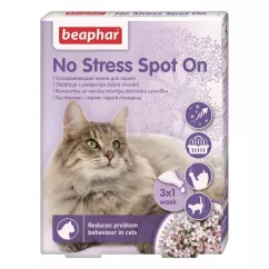 Краплі на холку для котів Beaphar «No Stress Spot On», 3 пипетки (заспокійливий засіб) (13913)