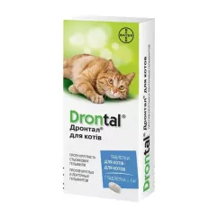 Таблетки Bayer Drontal для котів на 4 кг, (для лікування та профілактики гельмінтозів) (91016)