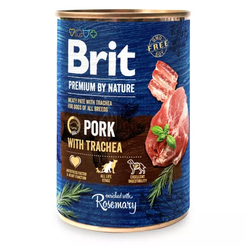 Вологий корм для собак Brit Premium By Nature Pork with Trachea 400г (свинина) (100417/8645)