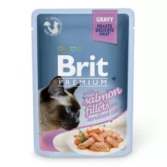 Вологий корм для стерилізованих котів Brit Premium Cat Salmon Fillets Gravy pouch 85 г (філе лосося) (111254/562)