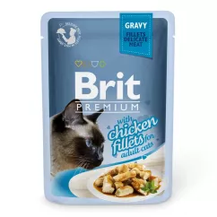 Влажный корм для кошек Brit Premium Cat Chicken Fillets Gravy pouch 85 г (филе курицы в соусе) (111250/524)