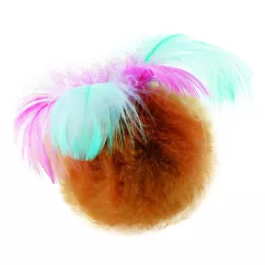 Игрушка для кошек Природа Мяч с перьями на резинке 5 см (плюш) (PR240372)
