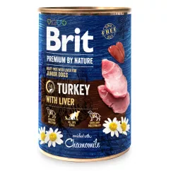 Вологий корм для цуценят та молодих собак Brit Premium By Nature Turkey with Liver 800г (індичка) (100410/8577)
