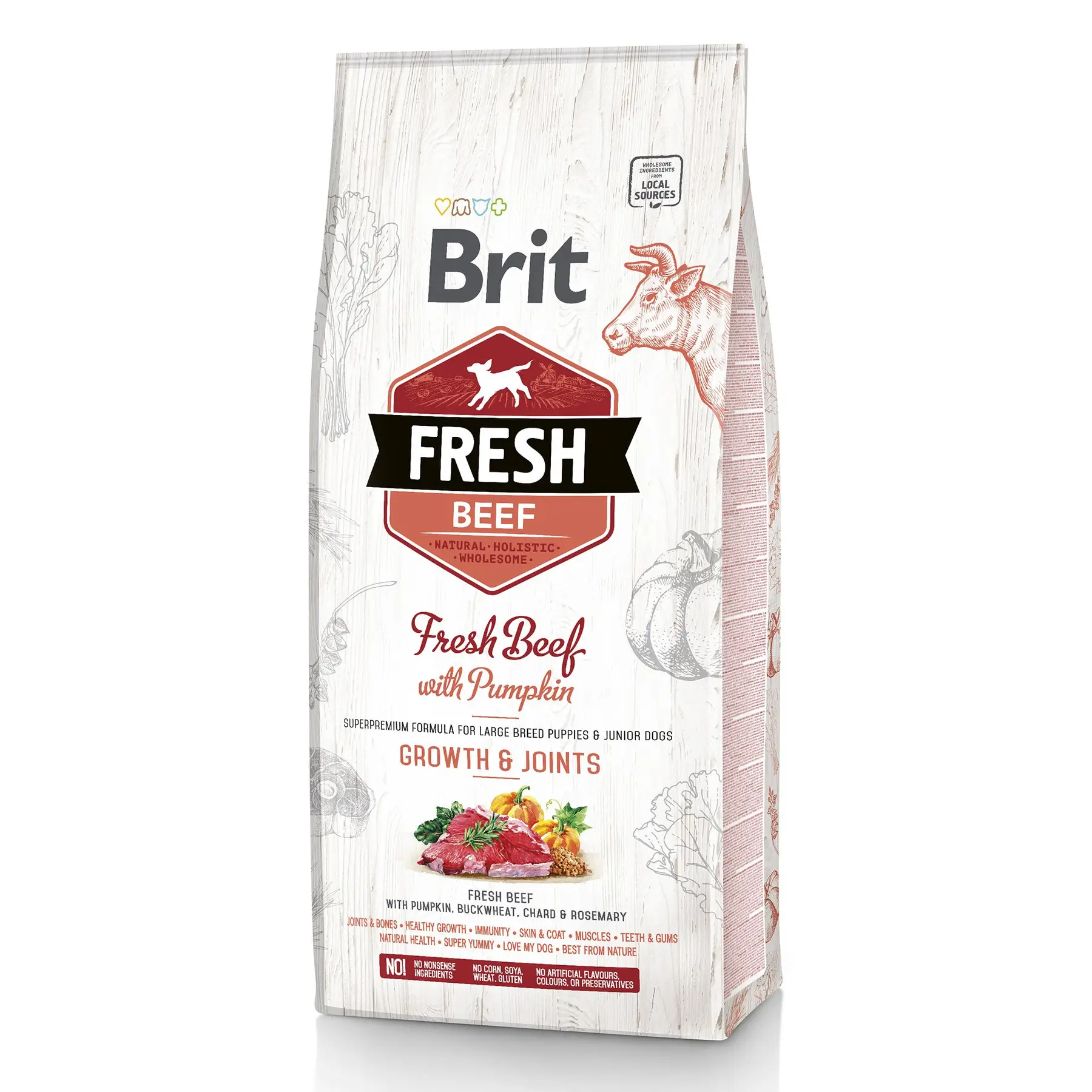 Brit Fresh Beef with Pumpkin Puppy Junior Growth & Joints 12 kg сухий корм для цуценят та молодих со