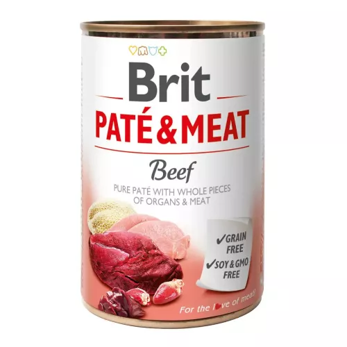 Вологий корм для собак Brit Pate & Meat Beef 400г (яловичина та індичка) (100858/100072/0274)
