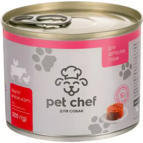 М'ясний паштет для дорослих собак Pet Chef 200г (м'ясне асорті) (4820255190143)