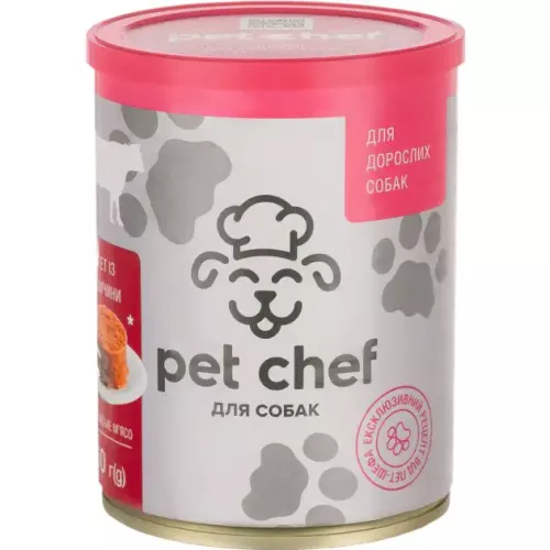 М'ясний паштет для дорослих собак Pet Chef 800г (яловичина) (4820255190457)