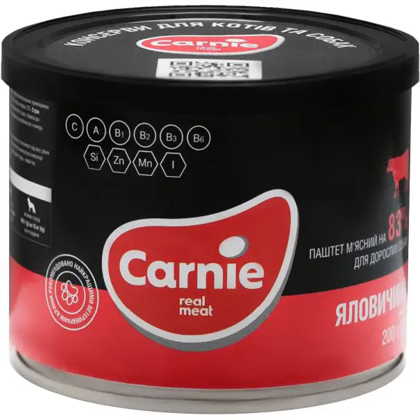 М'ясний паштет для дорослих собак Carnie зі шматочками яловичини 200г (яловичина) (4820255190198)