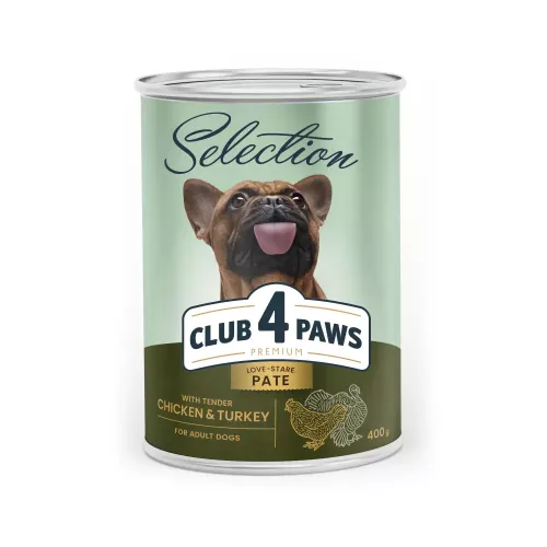 М'ясний паштет для дорослих собак Club 4 Paws Преміум Cелекшн 400г (курка та індичка) (B2550101)