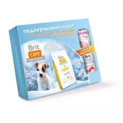 Подарунковий набір кормів для цуценят всіх порід Brit Care Puppy Lamb and Rice, 3 кг + 2 консерви (01384Pap)
