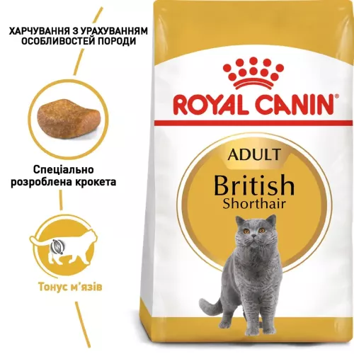 Сухий корм для дорослих котів породи британська короткошерста Royal Canin British Shorthair Adult| 2 кг + 12 шт х 85 г паучів вологого корму для котів + інте... - фото №2