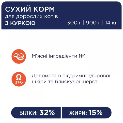 Сухий корм для котів Клуб 4 Лапи Premium 0,9 кг (курка) (B4620411) - фото №3