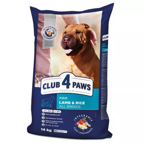 Club 4 Paws Premium 14 кг (ягня та рис) сухий корм для собак усіх порід