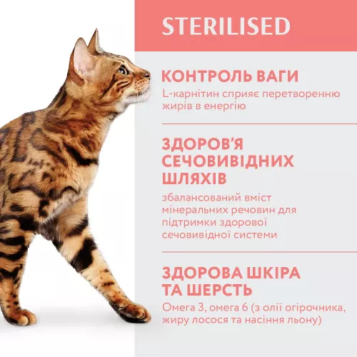 Optimeal Adult Cat Sterilised Beef Sorghum 1,5 кг (яловичина та сорго) сухий корм для котів - фото №3