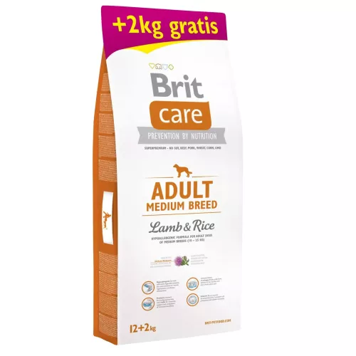 Brit Care Adult Medium Breed Lamb & Rice 12+2 kg сухий корм для дорослих собак середніх порід