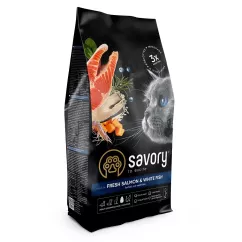 Сухой корм Savory для длинношерстных котов 2 кг со вкусом лосося и белой рыбой (30020) Savory Gourmand Fresh Salmon & White Fish