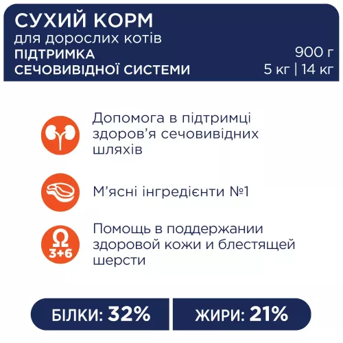 Клуб 4 лапи Premium Urinary 900 г (курка) сухий корм для котів при захворюваннях сечовивідних шляхів - фото №3