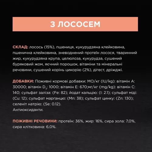 Сухий корм для котів, шерсть яких вимагає додаткового догляду Pro Plan Elegant Adult Salmon 1,5 кг (лосось) (7613036529150) - фото №3