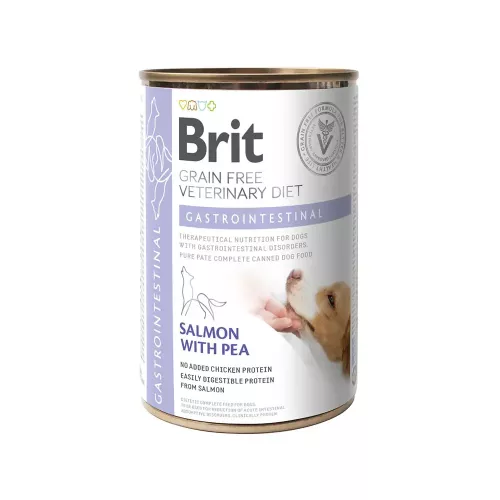 Вологий корм для собак Brit VetDiets Gastrointestinal при шлунково-кишкових розладах 400г (лосось та горох) (100287)