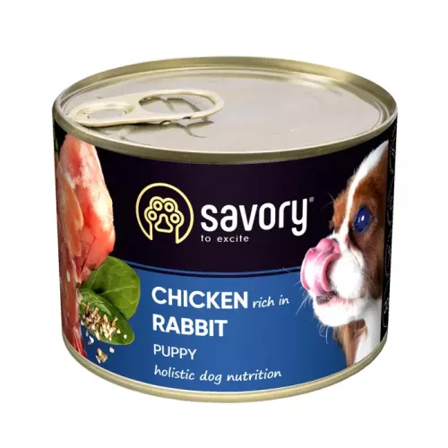 Вологий корм Savory для цуценят 200 гр зі смаком курки та кролика (30570) Savory Puppy Rabbit & Chicken