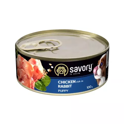 Вологий корм Savory для цуценят 100 гр зі смаком курки та кролика (30563) Savory Puppy Rabbit & Chicken