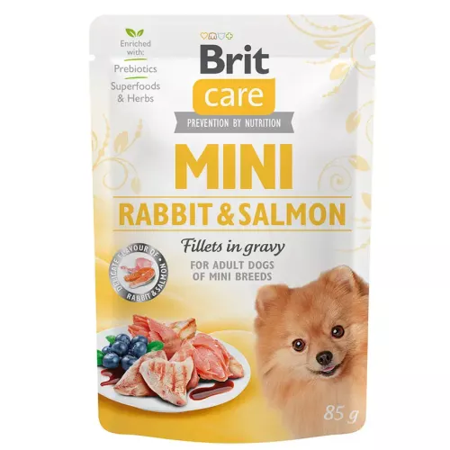 Вологий корм для собак Brit Care Mini 85г філе в соусі (лосось та кролик) (100218/4432)
