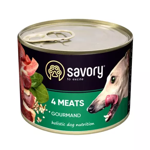 Вологий корм Savory для дорослих собак 200 гр зі смаком м'ясного асорті (30389) Savory Dog Adult 4 Meats