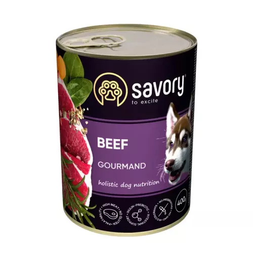 Вологий корм Savory для дорослих собак 400 гр зі смаком яловичини (30433) Savory Dog Gourmand Beef