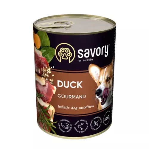 Вологий корм Savory для дорослих собак 400 гр зі смаком качки (30471) Savory Dog Gourmand Duck