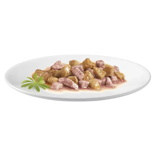 Вологий корм для котів Gourmet Gold Pieces in Gravy Salmon & Chicken 85 г (лосось та курка) (7613032618674) - фото №4