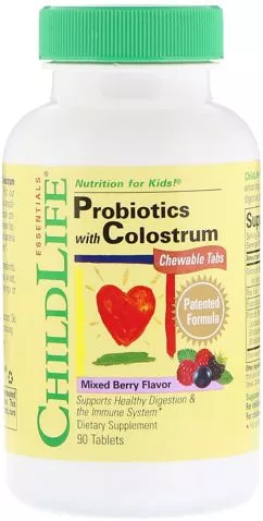 Пробіотики ChildLife для дітей з молозивом смак ягід Probiotics with Colostrum 90 жув. табл. (608274111004)