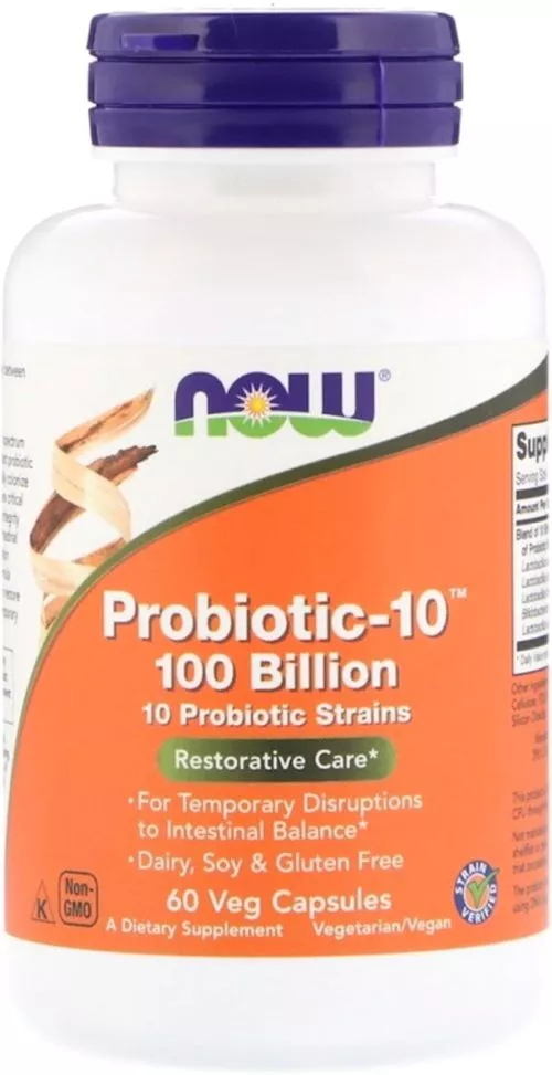 Пробиотики для пищеварения, Probiotic-10, 100 Billion, Now Foods 60 вегетарианских капсул (733739029041) - фото №2