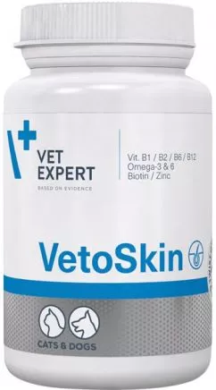 Пищевая добавка VetExpert VetoSkin для поддержания здоровья кожи 90 капсул (5907752658266)