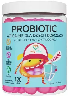 Пищевая добавка Натуральные жевательные конфеты с пробиотиками Myvita 120 шт Кишечник (5903021592651)
