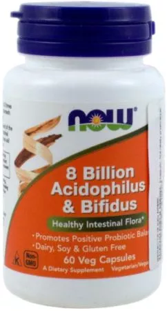 Пищевая добавка Now Foods 8 Billion Acidophilus & Bifidus 60 капсул (733739029300)