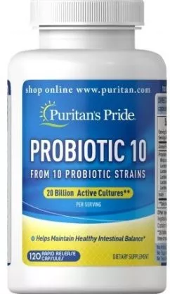 Пробиотики Puritans Pride Probiotic 10 120 капсул (25077316434)