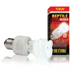 Компактна люмінесцентна лампа Exo Terra «Reptile UVB 200» для опромінення променями УФ-В спектра 13 W, E27 (для опромінення) (PT2340)